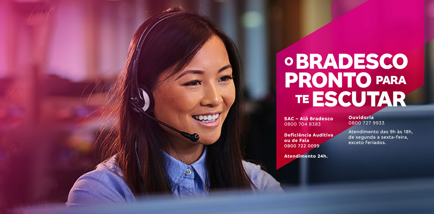 #Pracegover Texto: UM BANCO QUE NÃO PARA. Abra sua conta pelo app bradesco.